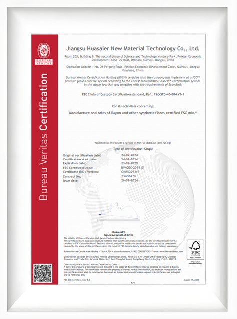 Bureau Veritas FSC Certification - Jiangsu Huasier