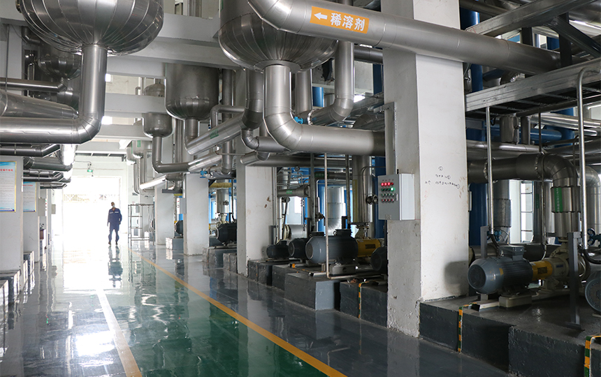 Fiber manufacturing equipment close up