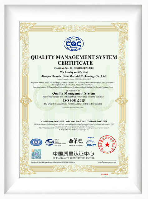 ISO 9001 Quality Management System Certificate (Jiangsu Huasier)